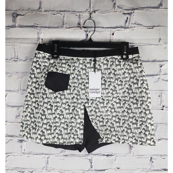 Unique Vintage Womens L Blk & W Zebra Skort fun flirty animal summer beach short - Picture 1 of 10